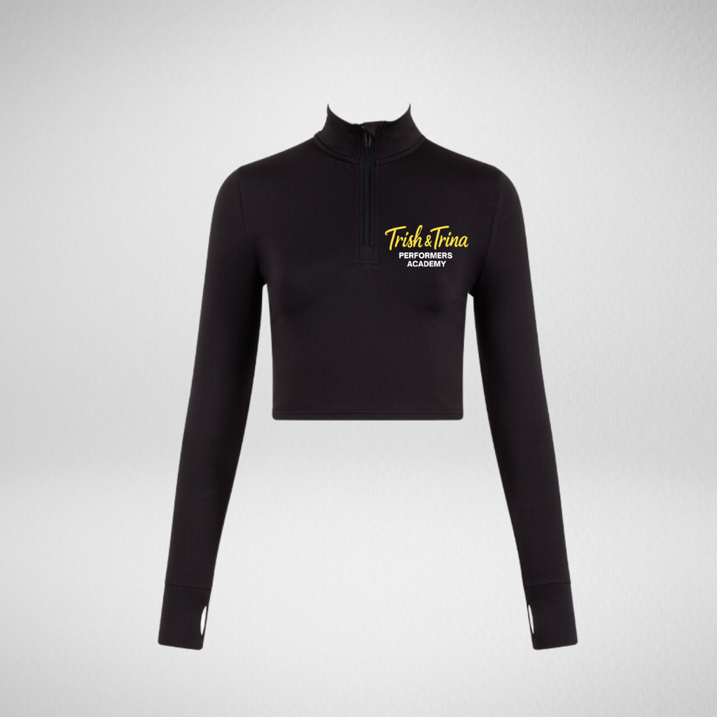 Trish & Trina Performers Academy Long Sleeved Zip Crop Top