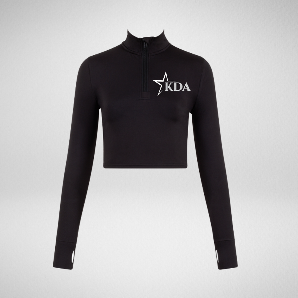 Katrina Dance Academy Metallic Long Sleeved Zip Crop Top