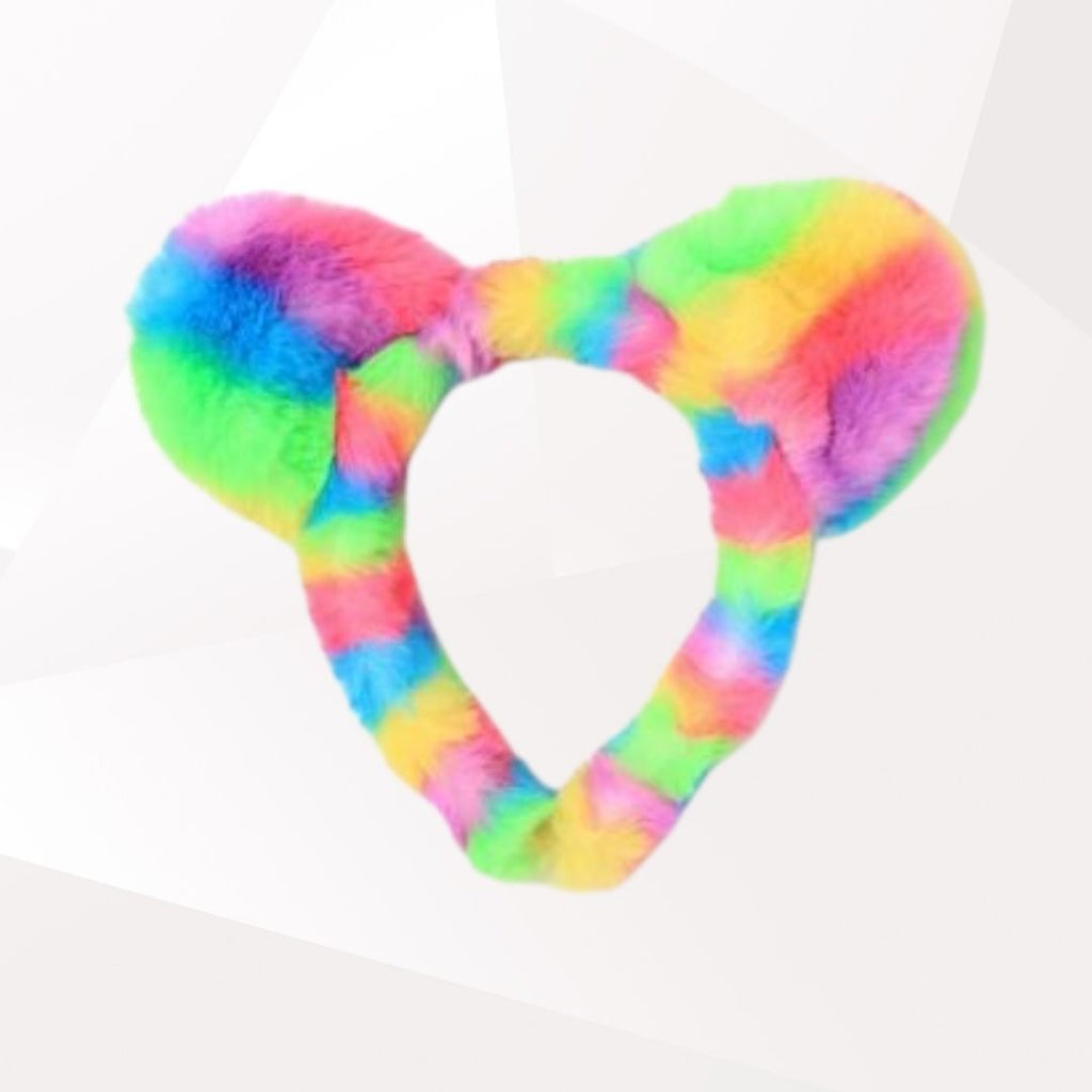 Rainbow Faux Fur Teddy Bear Ears