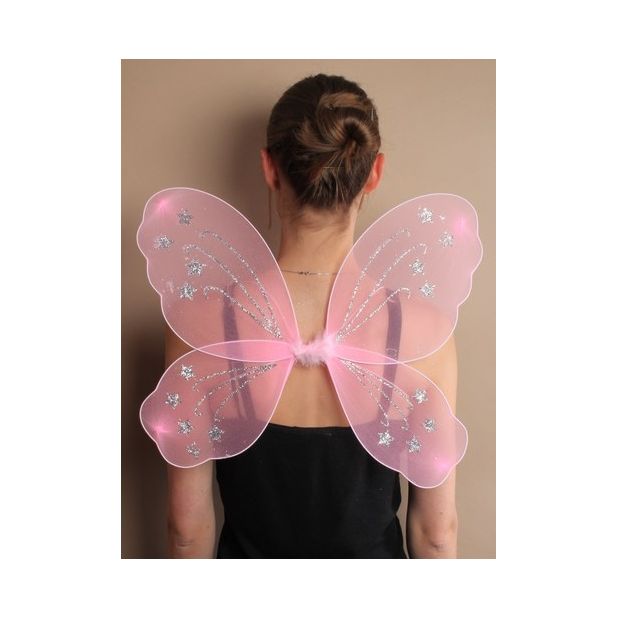Pink Glitter Net Fairy Wings