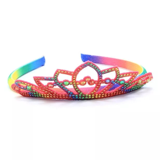 Rainbow Diamanté Felt Tiara Headband