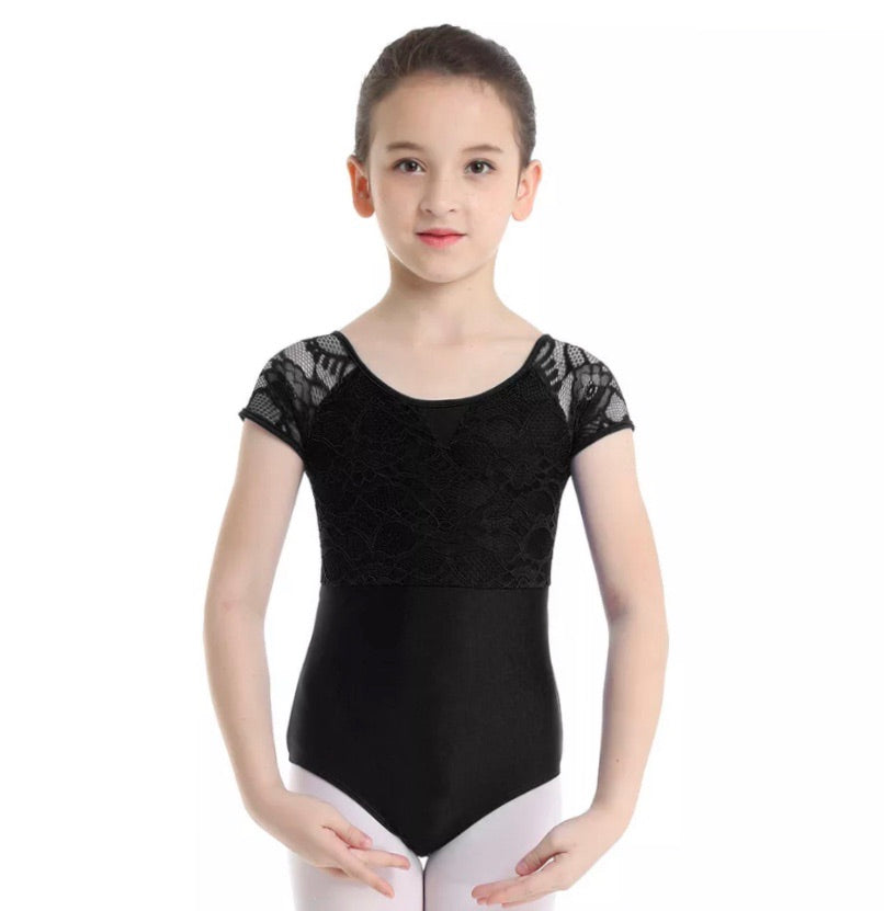Lace Capped Sleeve Leotard